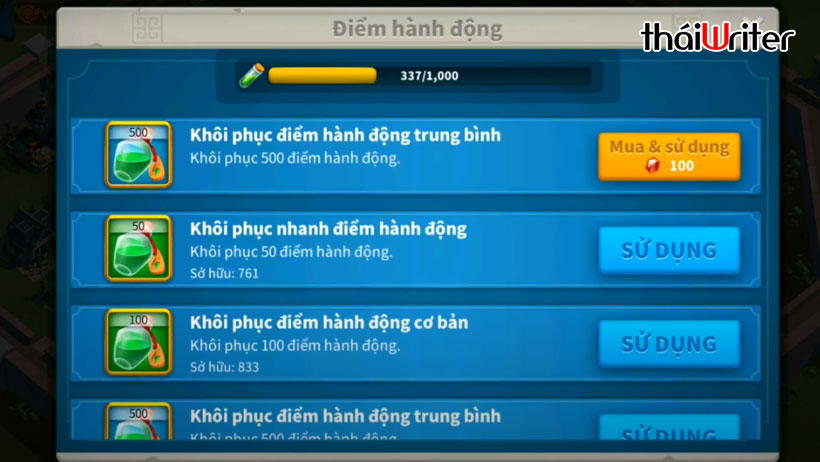 Khôi Phục Điểm Hành Động Rise of Kingdoms