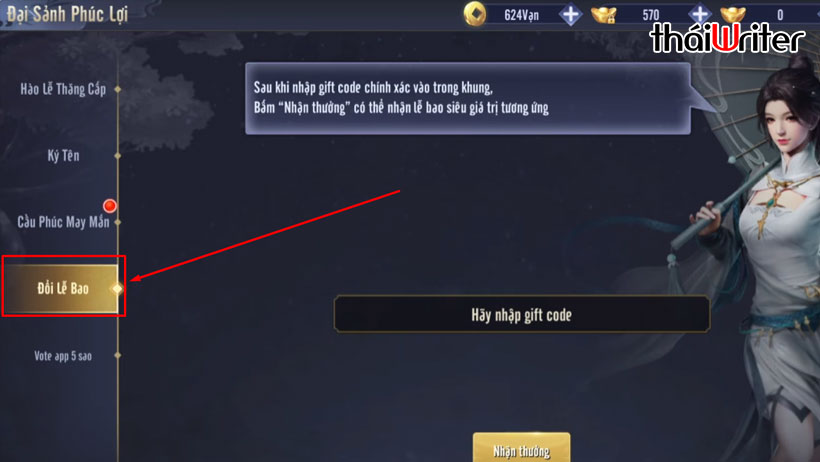 Cách nhập Code Phong Vân Kiếm Origin