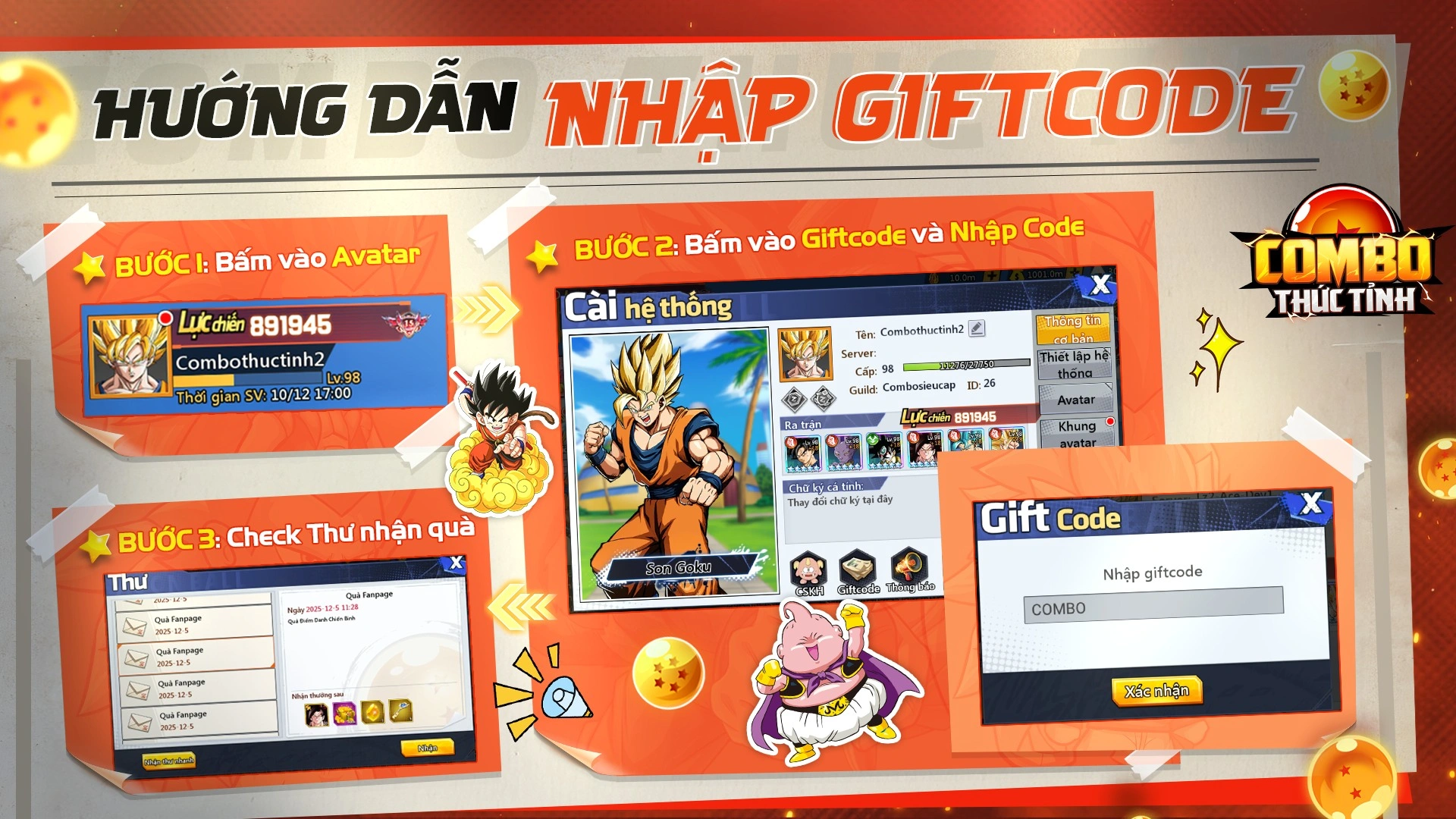 Cách nhập Code Combo Thức Tỉnh
