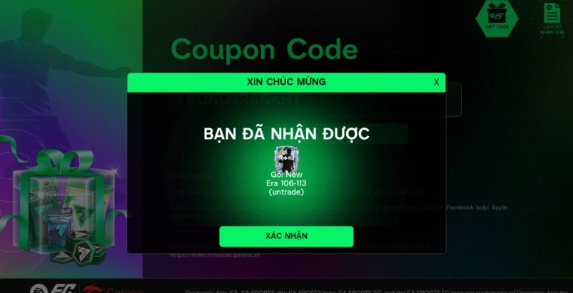 Cách nhập Code FC Mobile VN