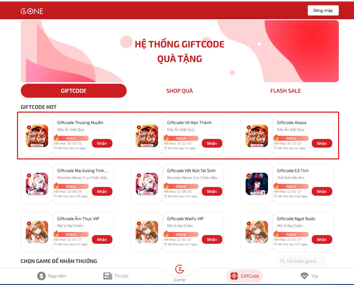 Code Dấu Ấn Diệt Quỷ tại Zoneplay
